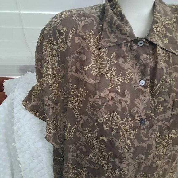 Size 10 womens silk blouse button down top NWT Jennifer Moore - Picture 5 of 5